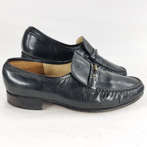 Barker Shoes Black Slip On Loafer Leather Moc Toe Horsebit Mens Sz 8.5 England - Picture 1 of 15